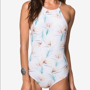 O’Neill Paradise Hi Neck Floral Swimsuit, NWT